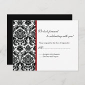 Black Damask UAWG Response Card RSVP Karte (Vorne/Hinten)