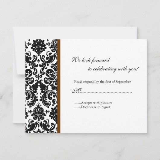Black Damask UAWG Response Card RSVP Karte (Vorderseite)