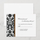 Black Damask UAWG Response Card RSVP Karte (Vorne/Hinten)