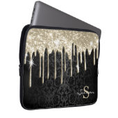 Black Damask und Gold Glitzer Tropfen Laptopschutzhülle (Vorne Rechts)