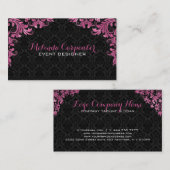 Black Damask und Maroon Red Floral Lace Visitenkarte (Vorne/Hinten)