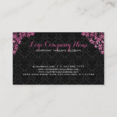 Black Damask und Maroon Red Floral Lace Visitenkarte (Rückseite)