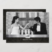 Black Damask und Silver Modern Probe Dinner Einladung (Vorne/Hinten)