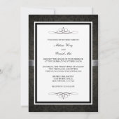 Black Damask und Silver Modern Wedding Invites Einladung (Rückseite)
