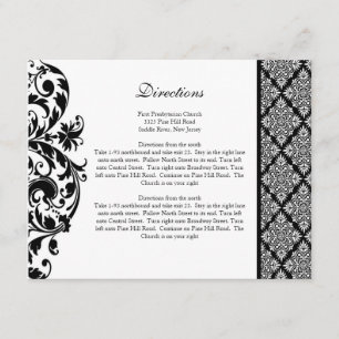 Black Damask Wedding Direction Card Begleitkarte