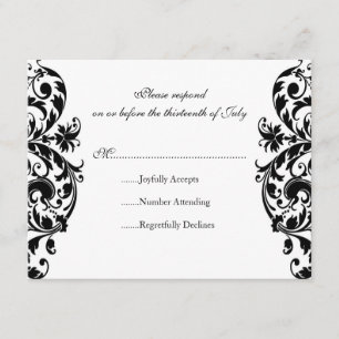 Black Damask Wedding Einladung UAWG Response Card