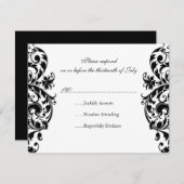 Black Damask Wedding Einladung UAWG Response Card (Vorne/Hinten)