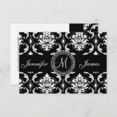 Black Damask Wedding Empfang, für Square Card Einladung (Vorne/Hinten)