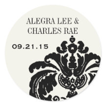 Black Damask Wedding Favor Tag oder Wedding Siegel
