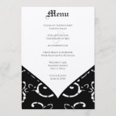 Black Damask Wedding Menu Menükarte (Vorderseite)
