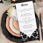 Black Damask Wedding Menu Menükarte