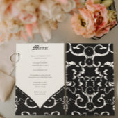Black Damask Wedding Menu Menükarte
