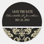 Black Damask Wedding Sticker (Vorderseite)