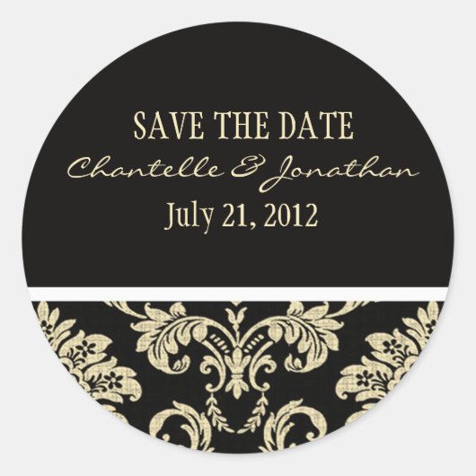 Black Damask Wedding Sticker (Vorderseite)