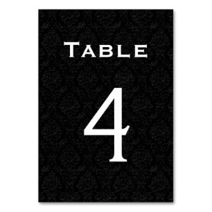 Black Damask Wedding Tischnummer 4