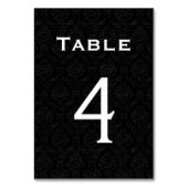 Black Damask Wedding Tischnummer 4 (Vorderseite)