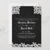 Black Damask White Lace Wedding Einladung (Vorderseite)