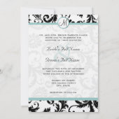 Black Damask Wirbel Aqua Trim Hochzeitseinladung Einladung (Rückseite)