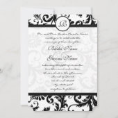 Black Damask Wirbel mit Dots Wedding Einladung (Vorderseite)