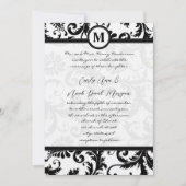 Black Damask Wirbel mit Dots Wedding Einladung (Vorderseite)