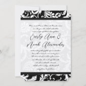Black Damask Wirbel mit Dots Wedding Einladung (Vorderseite)