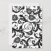 Black Damask Wirbel mit Dots Wedding Einladung (Rückseite)