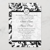 Black Damask Wirbel mit Dots Wedding Einladung (Vorne/Hinten)