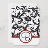 Black Damask Wirbel Red Trim Wedding Einladungen (Vorderseite)