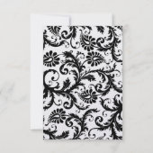 Black Damask Wirbel Red Trim Wedding RSVP (Rückseite)