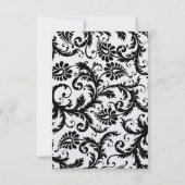 Black Damask Wirbel Red Trim Wedding RSVP Karte (Rückseite)