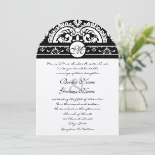 Black Damask Wirbel Square Einladung zur Hochzeit
