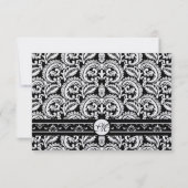 Black Damask Wirbel Square Einladung zur Hochzeit (Rückseite)