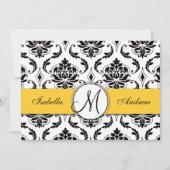 Black Damask Yellow Wedding Einladung (Vorderseite)