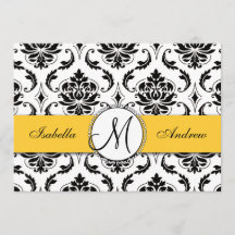 Black Damask Yellow Wedding Einladung