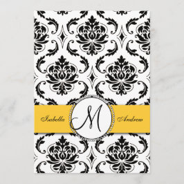 Black Damask Yellow Wedding Einladung