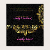 Black Damasks Gold Lace Visitenkarten (Außenseite Aufgefaltet)