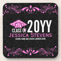 Black Damasks Pinke Lace & Diamonds Hat Grad 2015