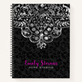 Black Damasks Silver Lace Notizblock (Vorderseite)