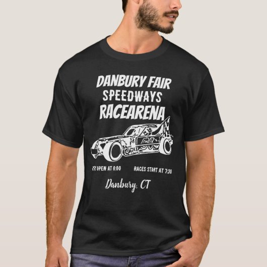 Black Danbury Messe Racearena Speedway 1-seitige T T-Shirt (Vorderseite)