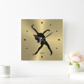 Black Dancer Silhouette auf der Basis von Metallic Quadratische Wanduhr (Zuhause)