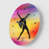 Black Dancer Silhouette im Abstrakten Hintergrund Große Wanduhr (Winkel)