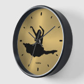 Black Dancer Silhouette Metallic Gold Hintergrund Uhr (Winkel)