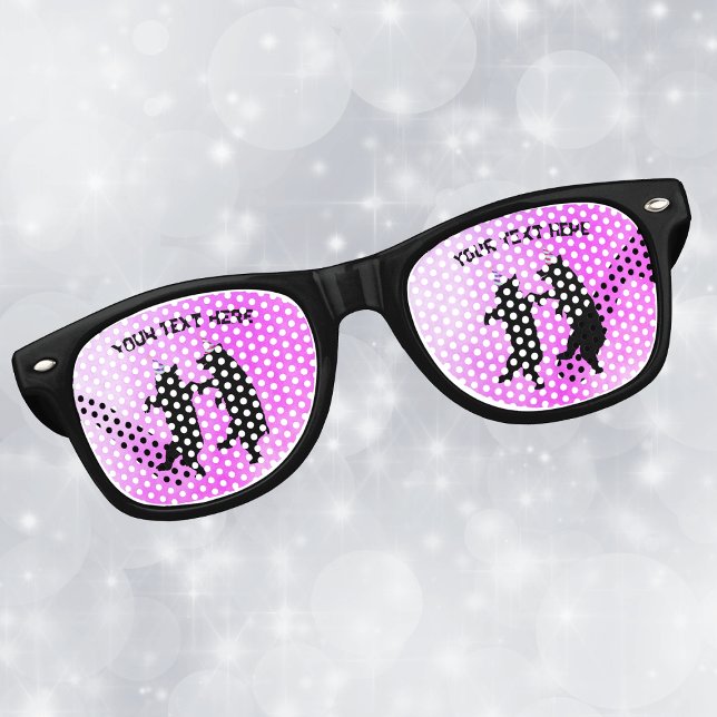 Black Dancing Bears Festivals Party Hats Hellrosa Partybrille (Black dancing bears wearing festive party hats on bright pink party retro glasses.)