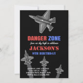 Black Danger Zone Kämpfer Jet Geburtstagseinladung Einladung (Vorderseite)