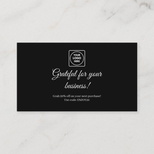 Black Danke-Card | Moderne Visitenkarte Rabattkarte (Vorderseite)