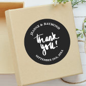 Black Danke, Chic Calligrafy Gastgeschenk Hochzeit Runder Aufkleber