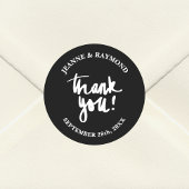 Black Danke, Chic Calligrafy Gastgeschenk Hochzeit Runder Aufkleber