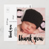 Black Dankeschön Foto Baby Birth Ankündigung Postkarte (Vorne/Hinten)