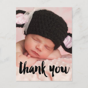Black Dankeschön Foto Baby Birth Ankündigung Postkarte