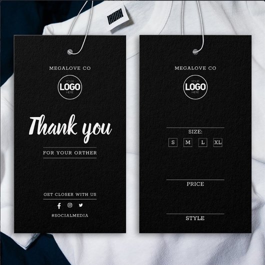 Black-Danky-Logo-Preis Größe Kleidung Hang-Tag